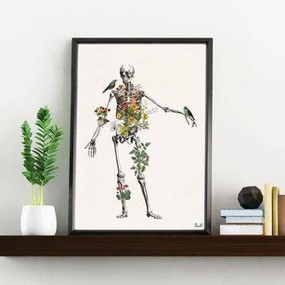 Home Gift, Christmas Svg, Christmas Gift, Wall art print, Human Skeleton full of nature, Skeleton gift, Skeleton wall decor SKA142WA4 - A5 White 5.8x8.2 (No Hanger)