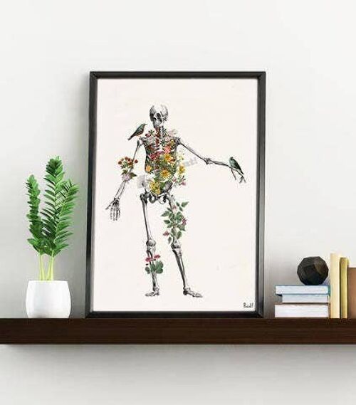 Home Gift, Christmas Svg, Christmas Gift, Wall art print, Human Skeleton full of nature, Skeleton gift, Skeleton wall decor SKA142WA4 - A5 White 5.8x8.2