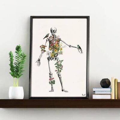 Home Gift, Christmas Svg, Christmas Gift, Wall art print, Human Skeleton full of nature, Skeleton gift, Skeleton wall decor SKA142WA4 - White 8x10 (No Hanger)