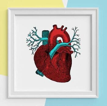 Cadeau maison, Cadeau pour homme, Impression d'art coeur rouge, Impression anatomie humaine, Cadeau étudiant en sciences, Coeur anatomique, Cadeau futur médecin, SKA057SQ1 - Carré 12x12 1