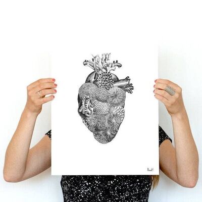 Regalo per la casa, Idea regalo, Natale Svg, Cuore pieno di mare, Arte anatomica, Arte anatomica, Decorazione artistica da parete, Regalo amante del mare, Cuore anatomico, SKA168 - A5 White 5.8x8.2 (No Hanger)