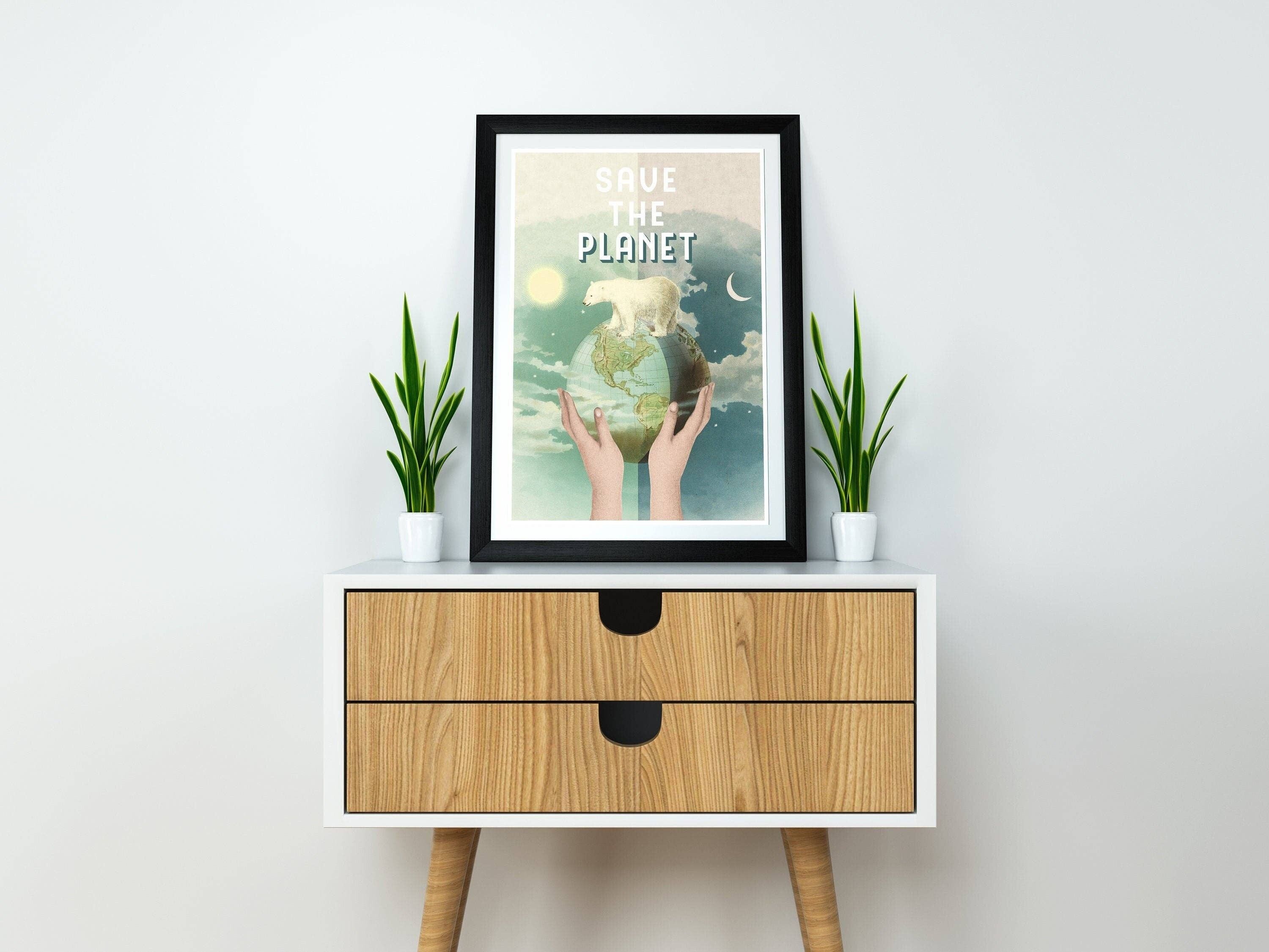 Geschenk für Zuhause – Eisbär Poster – Badezimmer-Dekoration – Kinderzimmer-Dekoration – ökologisches Kunst-Geschenk – Save the Planet Art – Earth Print – ANI099PA3