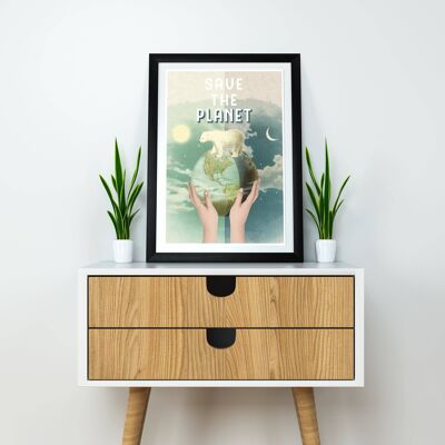 Regalo per la casa - Poster di orso polare - Bagno Decor - Nursery Room Decor - Regalo d'arte ecologica - Salva l'arte del pianeta - Terra stampa - ANI099PA3