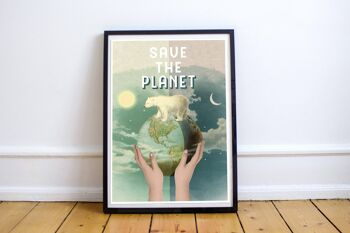 Cadeau maison - Affiche ours polaire - Décor de salle de bain - Décor de chambre de bébé - Cadeau d'art écologique - Sauvez la planète Art - Impression de la terre - ANI099PA3 3