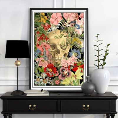 Riesiges Blumen-Schädel-Plakat