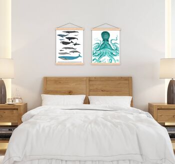 Impression d'art énorme pieuvre turquoise - A4 blanc 8.2x11.6 3
