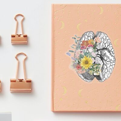 Menschliches Gehirn mit Blumen - weißer PVC-Hintergrund