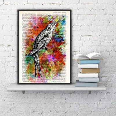 Kolibri-Collage-Aquarelldruck, Geschenk für neues Zuhause, Tierkunst, Vogelkunst, einzigartige Kunst, Geschenk für sie, Weihnachtsgeschenk zur Einzugsfeier, ANI108 - Buchseite S 5 x 7