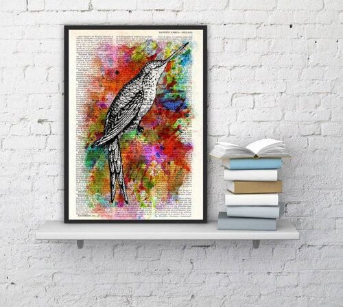 Hummingbird Collage watercolor Print, New home gift, Animal art, Bird art, Unique art, gift for her, Christmas housewarming gift, ANI108 - Music L 8.2x11.6