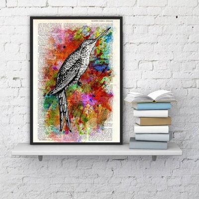 Kolibri-Collage-Aquarelldruck, Geschenk für neues Zuhause, Tierkunst, Vogelkunst, einzigartige Kunst, Geschenk für sie, Weihnachtseinweihungsgeschenk, ANI108 - Musik L 8,2 x 11,6