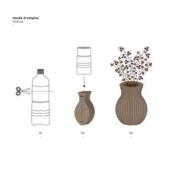 Assortiment de 3 vases en carton pliable "Cache-Cache" 5