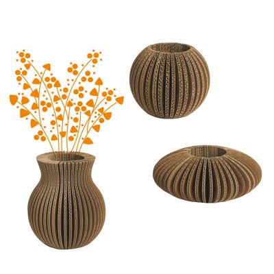 Assortment of 3 "Cache-Cache" foldable cardboard vases