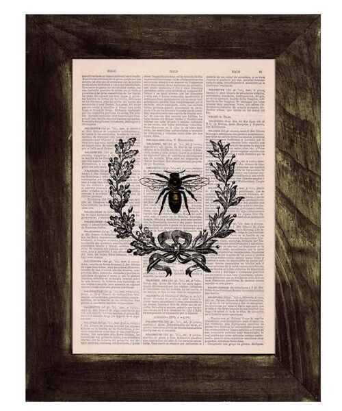Laurel Wreath Queen Bee Print - Book Page L 8.1x12 (No Hanger)