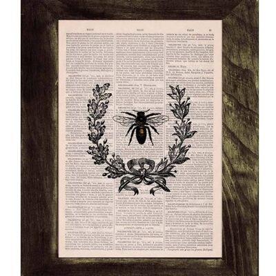 Laurel Wreath Queen Bee Print - Book Page M 6.4x9.6 (No Hanger)