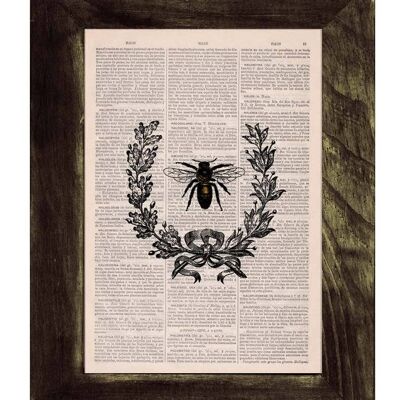 Laurel Wreath Queen Bee Print - Book Page S 5x7 (No Hanger)