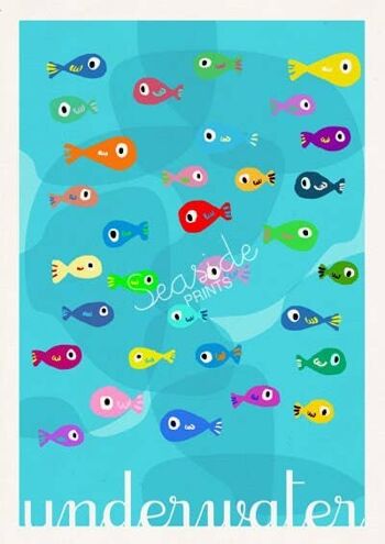 Petits poissons vie marine - A3 Blanc 11,7x16,5 2