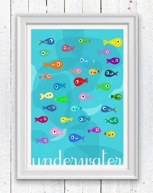 Little fishes sea life - A4 White 8.2x11.6 (No Hanger)