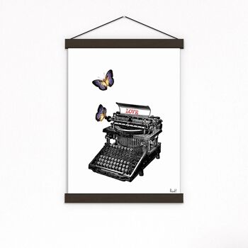 Machine à écrire Lovers avec papillons - A4 Blanc 8.2x11.6 (Sans Cintre) 4