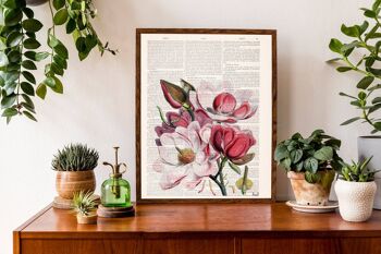 Art floral de magnolia - Blanc 8x10 2