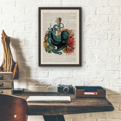 Octopus and Seabed Lungs Print - Anatomical Lungs - Human Anatomy Art - Anatomy Art Print -Sustainable art- Anatomy Poster - SKA270 - Book Page L 8.1x12 (No Hanger)