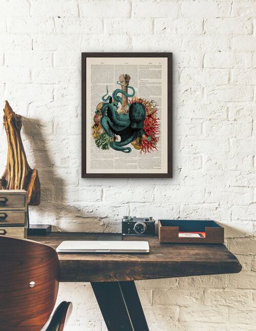 Octopus and Seabed Lungs Print - Anatomical Lungs - Human Anatomy Art - Anatomy Art Print -Sustainable art- Anatomy Poster - SKA270 - Book Page M 6.4x9.6 (No Hanger)