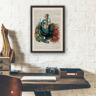 Octopus and Seabed Lungs Print - Anatomical Lungs - Human Anatomy Art - Anatomy Art Print -Sustainable art- Anatomy Poster - SKA270 - Music L 8.2x11.6 (No Hanger)