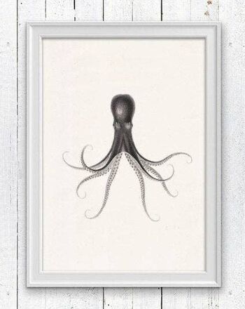 Octopus n.32 impression mer - A3 blanc 11.7x16.5 1