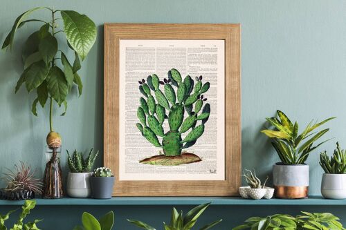 Opuntia Cactus Art Print - Book Page L 8.1x12 (No Hanger)
