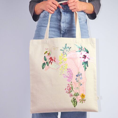 Organic cotton Flowery Uterus Tote bag