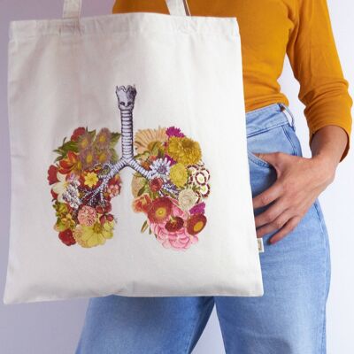 Borsa shopping in cotone biologico Flowery Lungs