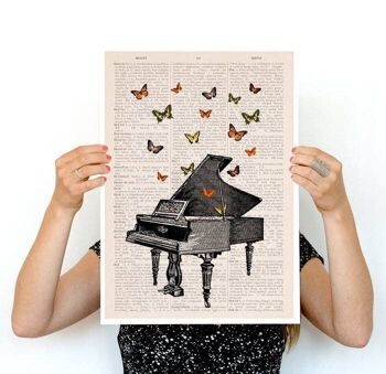 Piano avec affiche de musique de papillons (sans cintre) 1