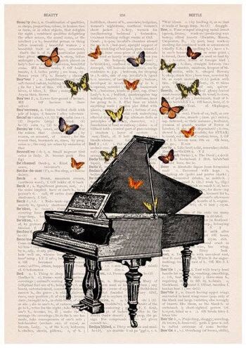 Piano avec affiche de musique de papillons (sans cintre) 2