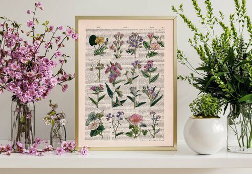 Pink and lilac Wild flowers collection - Book Page L 8.1x12 (No Hanger)