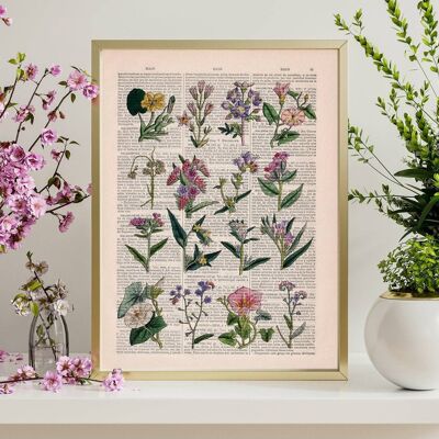 Collection Fleurs sauvages roses et lilas - Page de livre L 8.1x12 (Sans cintre)