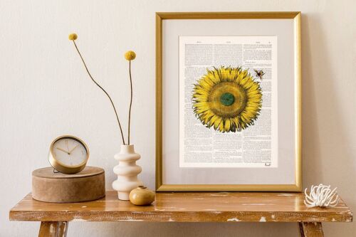 Pollination of a Sunflower Print - White 8x10