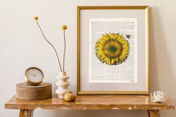 Pollinisation d'un tournesol Print - Blanc 8x10 1