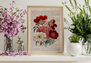 Bouquet de fleurs Anémones rouges et roses - Livre Page M 6.4x9.6 (Sans Cintre) 2