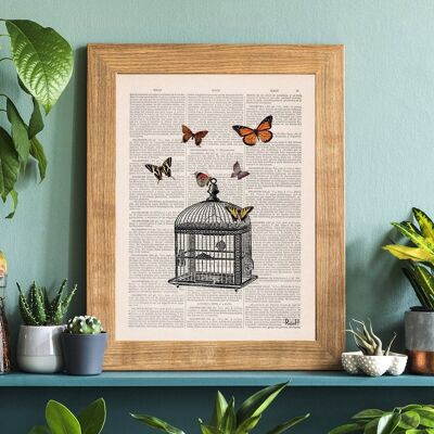 Release the Butterflies and cage - Book Page L 8.1x12 (No Hanger)
