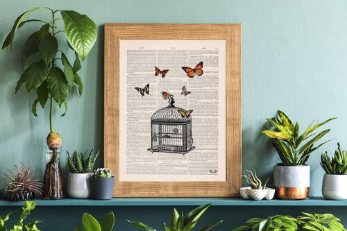 Release the Butterflies and cage - Music L 8.2x11.6 (No Hanger)