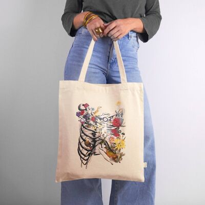 Rib cage full of nature canvas tote bag