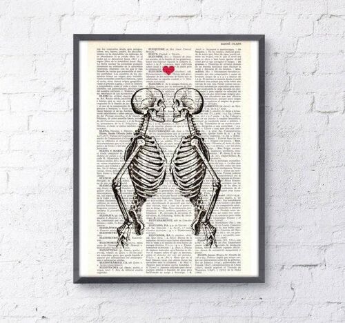 Skeleton Couple Wall Decor - Book Page L 8.1x12 (No Hanger)