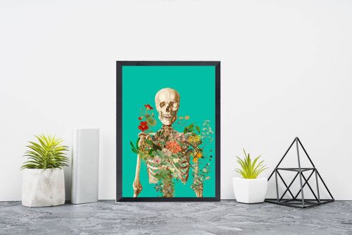 Skeleton covered with flowers Poster art