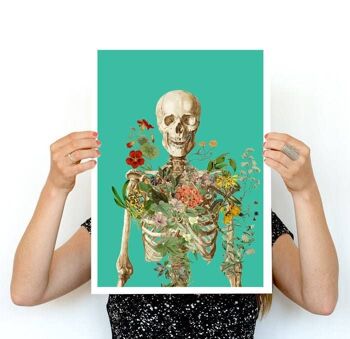 Squelette couvert de fleurs Poster art 3