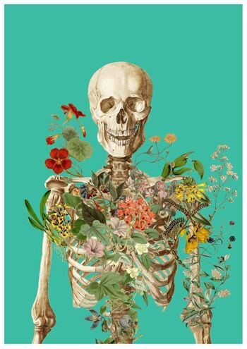 Squelette couvert de fleurs Poster art 4