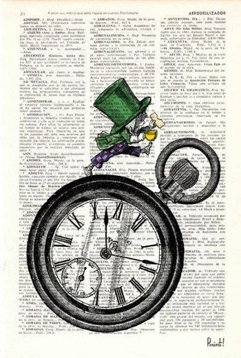 Célébration du printemps Alice au pays des merveilles Mad Hatter Collage Print on Vintage Dictionary wall art print, nursery decor print art ALW018 - Book Page M 6.4x9.6 2