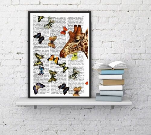 Springtime Giraffe with butterflies - Book Page S 5x7