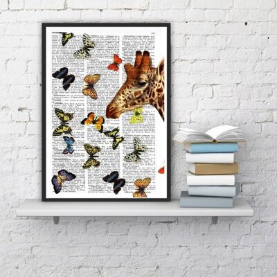 Springtime Giraffe with butterflies - Book Page S 5x7