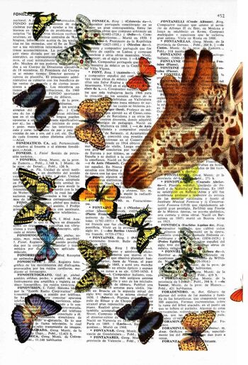 Girafe printanière aux papillons - Livre Page L 8.1x12 2