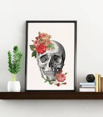 Crâne d'anatomie Springtime Roses - A5 blanc 5.8x8.2 (sans cintre) 1