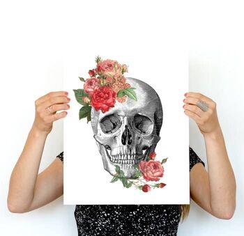Crâne d'anatomie Springtime Roses - A5 blanc 5.8x8.2 (sans cintre) 3